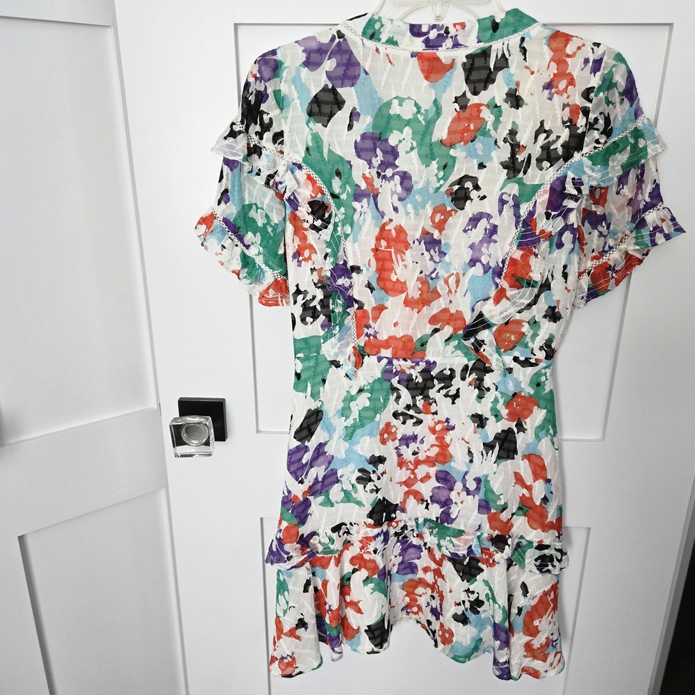 Tanya Taylor Coloful Floral Ruffle Dress Size 2 - Picture 11 of 16